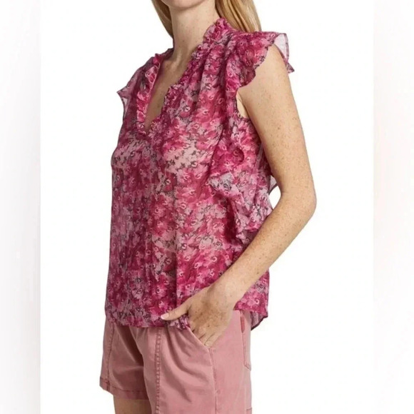 Paige Silk Genie VNeck Ruffled Blouse - Picture 6 of 12